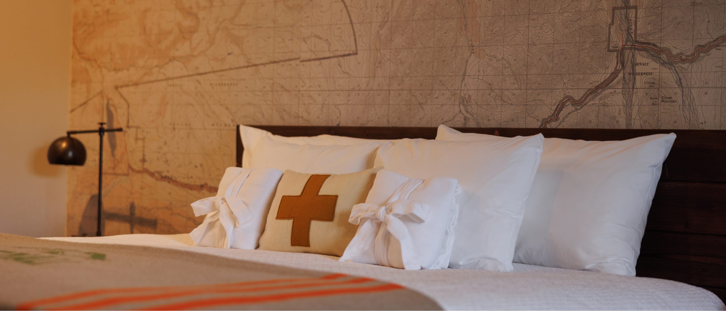 Pillows on a bed.