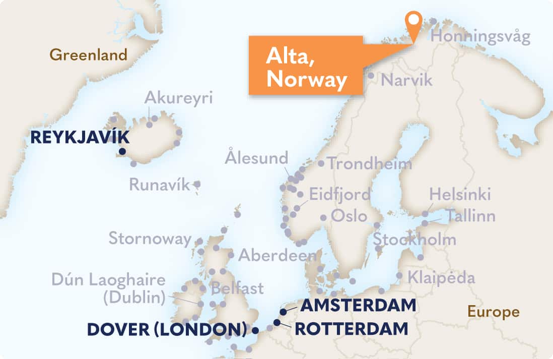 Map depicting Alta port in Norway