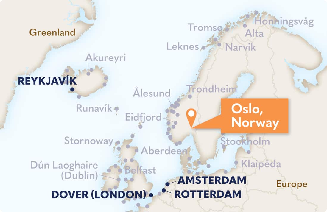 Map depicting Oslo port in Norway
