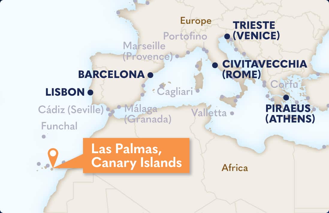 Map locating Las Palmas, Canay Islands.