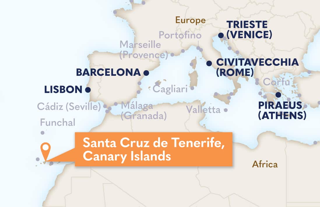 Map locating Santa Cruz de Tenerife, Canary Islands.