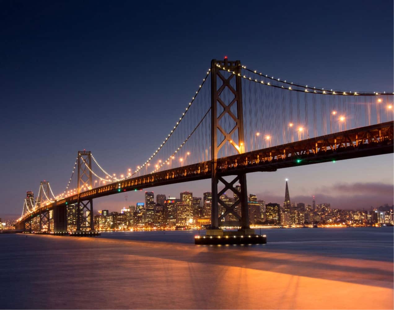 View of the Golden Gate bridge at night
