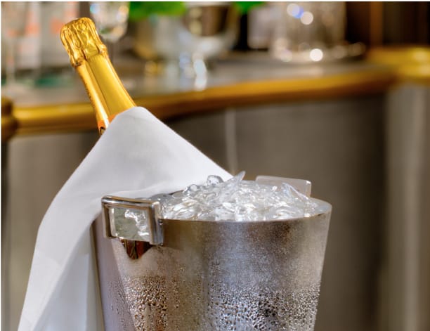 Wine chilling in ice bucket